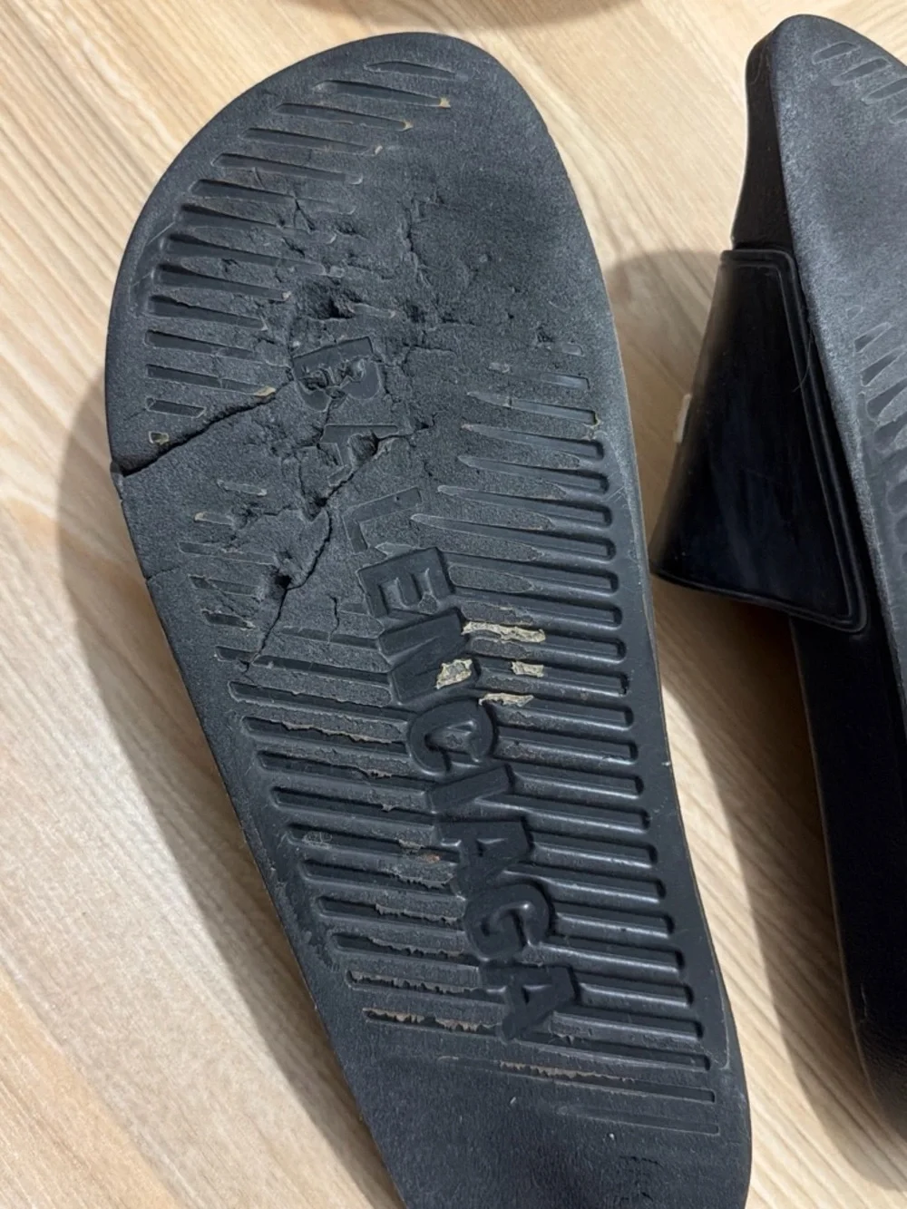 Balenciaga Black Slides with Gold Logo